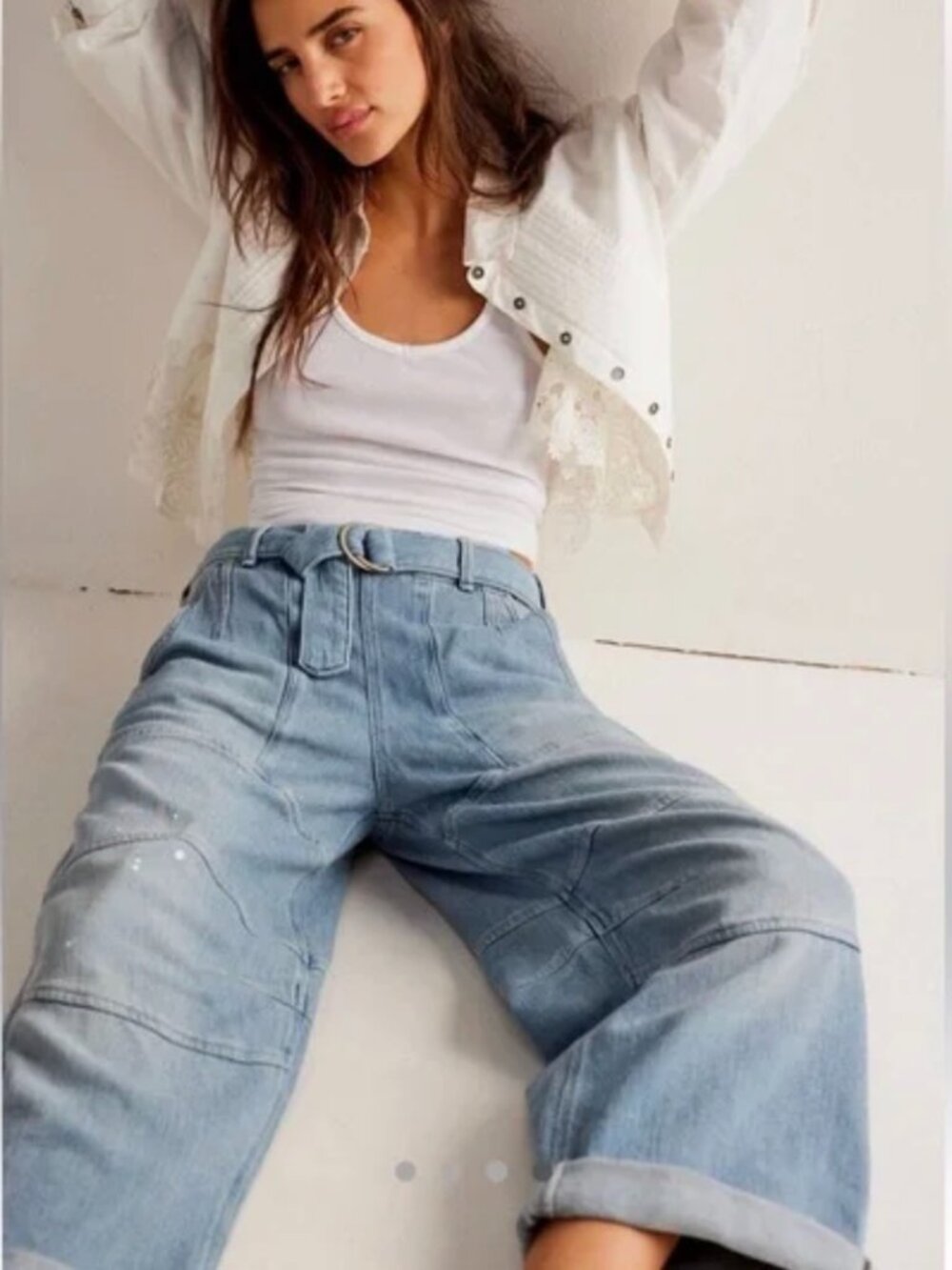 NWT Free People We The Free Pavement Artist Slouchy Cropped Jeans Medium $158